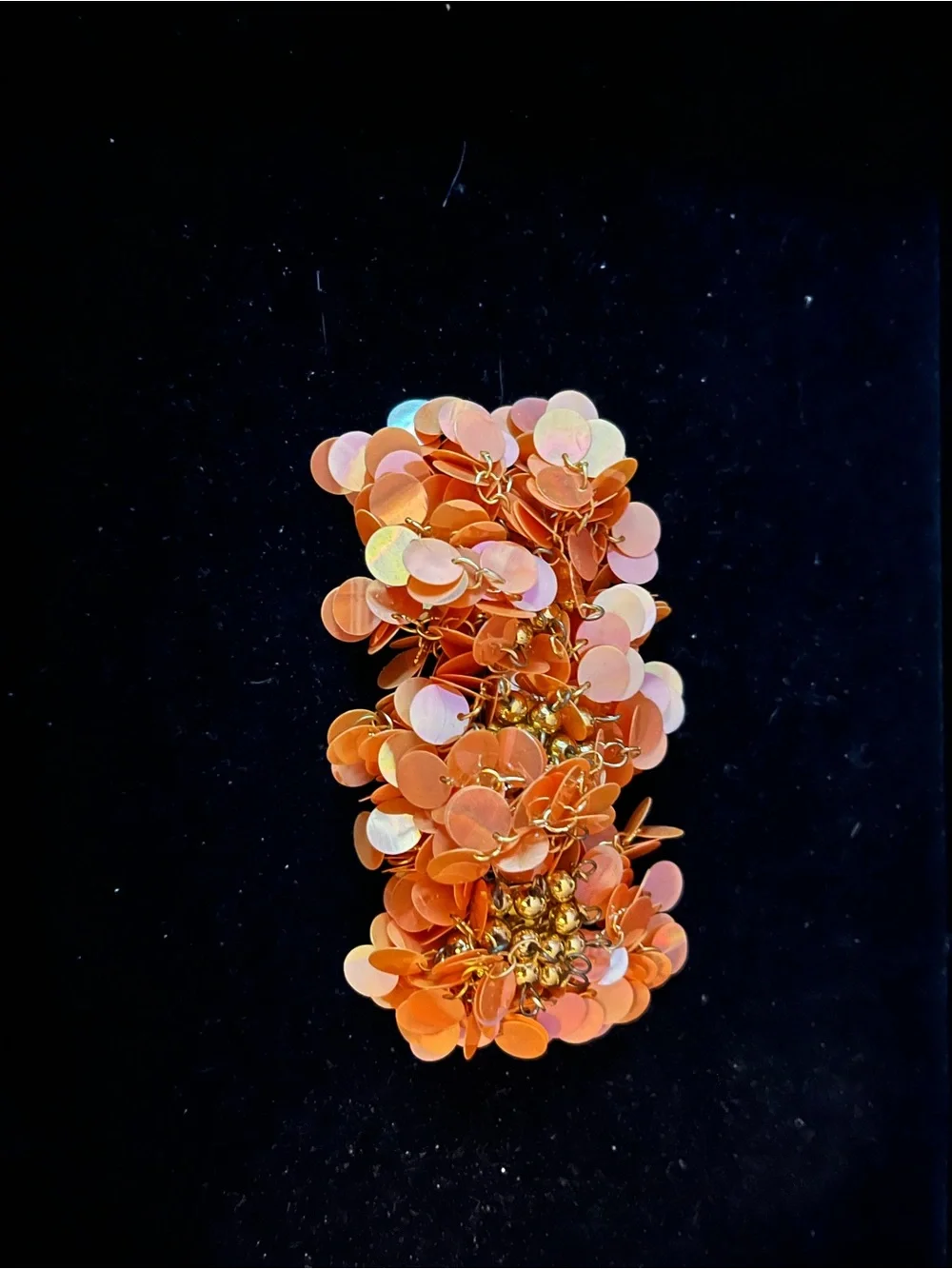 Orange Sequined Cluster Barrette